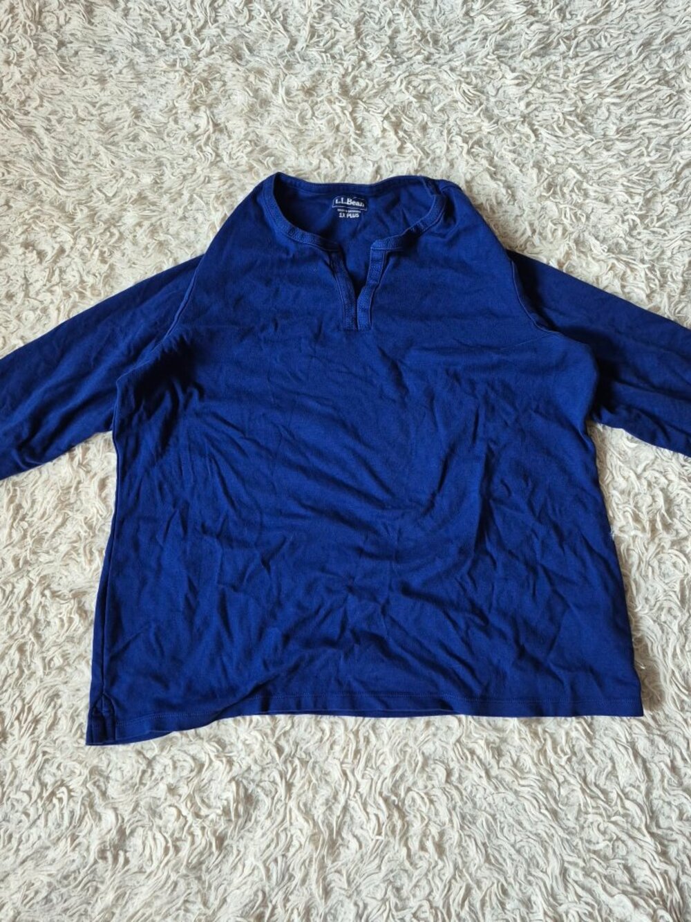 L.L.Bean Women's 1X Plus 3/4 Sleeve Pullover Top – Blue